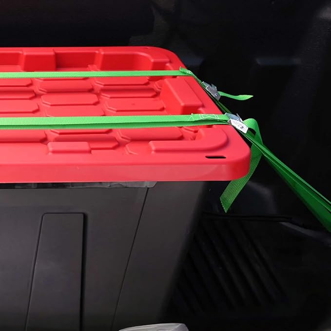 (2-Pack) 40 Gallon Extra Large Storage Bin with Snap Lid, Heavy Duty Black and Red Plastic Container