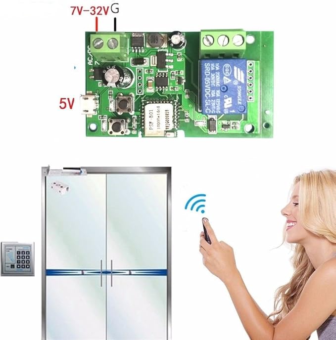 WiFi Wireless Smart Switch Relay Module for Smart Home 5V 5V/12V，Ba applied to access control, turn on PC, garage door (12V)
