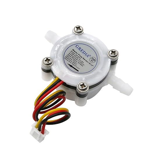 1/4" Water Flow Sensor Food-Grade Switch Hall Effect Flowmeter Fluid Meter Counter Connect Hosepipe 0.3-6L/min (Pack of 2）