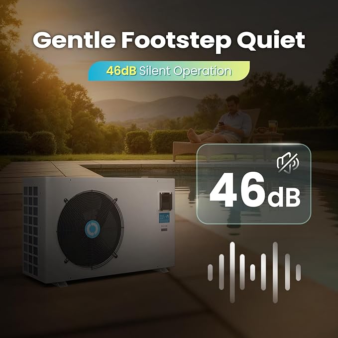 POOLCOMFT Inverter Swimming Pool Heat Pump, Electric Pool Heater for Above Ground and Inground Pool, Smart WiFi Control, Heating and Cooling Pool Heater, 10000 Gallons