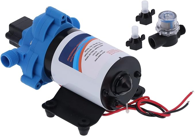 Electric Diaphragm Water Pump 12V 24V DC Self Priming 3.0GPM High Pressure Sprayer Pump for Car Wash Garden Irrigation Boat Household Water Booster System (F33-102-045-101 (12V))