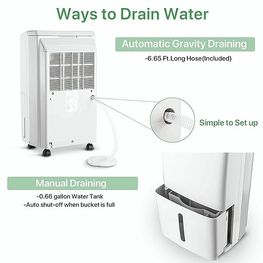 Waykar 34 Pints Energy Star Dehumidifier for Spaces up to 2,000 Sq. Ft at Home, in Basements and Large Rooms with Drain Hose and 0.66 Gallons Water Tank