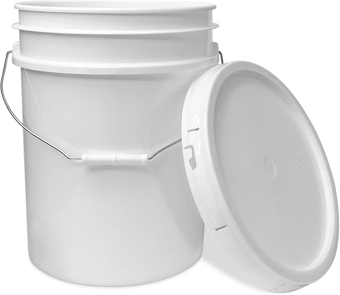 ePackageSupply 5 Gallon Bucket - Food Grade Bucket with Airtight Gasketed Tear Strip Lid, BPA-Free, Heavy-Duty 90 Mil HDPE Plastic Pail, Bulk Storage, Durable Container, Made in USA - White, 24 Packs