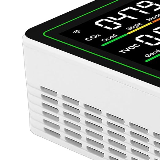 Jeffergarden Air Quality Meter, 5 in 1 WiFi CO2 TVOC HCHO Temperature Humidity Detector with APP Control for Smart Home, Indoor Portable Air Quality Monitor