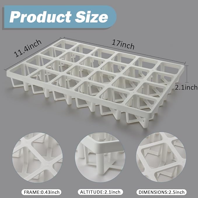 RooTrimmer 5 Pack Planting Pots Moving Trays for 3 inch(2.7 inch for Exact) Square Nursery Pots, 24 Cell Pots Carrier Holders(White)