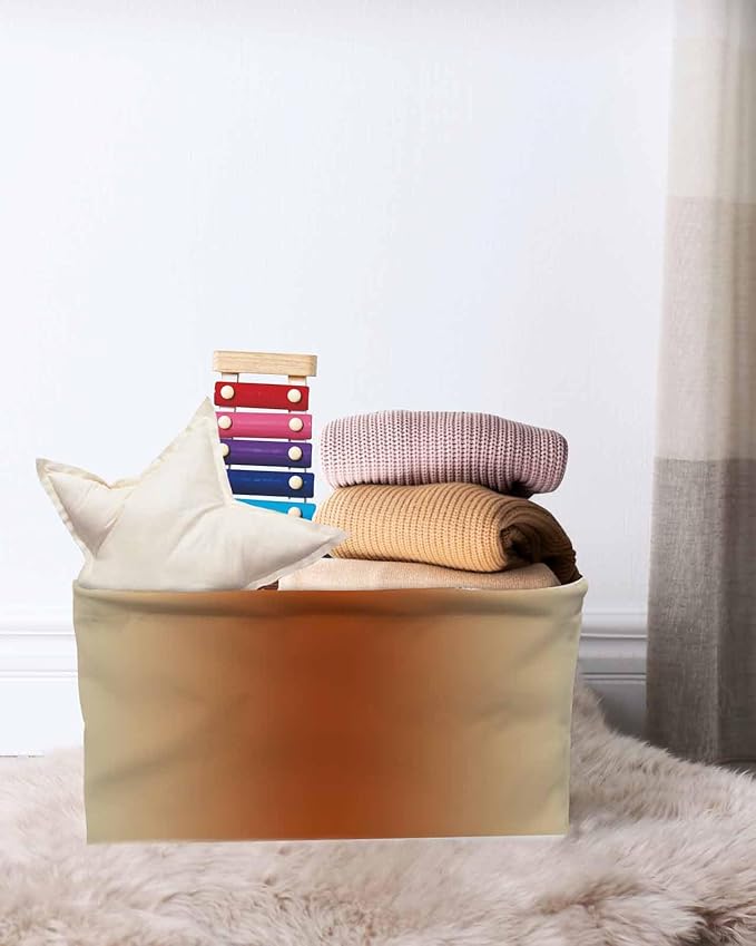 Burnt Orange Grey Ombre Storage Bins Cubes Waterproof Cloth Storage Basket,Farmhouse Gradient Minimalist Foldable Storage Bags for Shelf Clothes Storages Organizers with Handles 15x11x9.5 in 1PCS