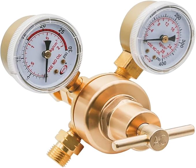 CDL LX45 Light Duty Acetylene Regulator CGA200,Forged Brass,Large Tank Gauge Cutting Torch Regulator,0-400PSI Inlet,0-30PSI Outlet