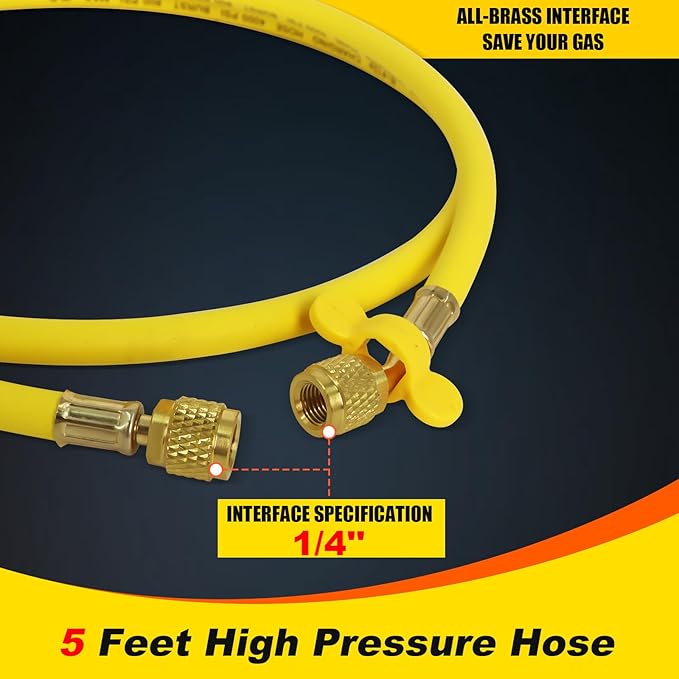 Nitrogen Regulator 0–800 PSI CGA580 with Dual Gauges & 60" Reinforced Hose, 1/4" Male Flare Outlet – Solid Brass Nitrogen Tank Pressure Regulator for HVAC Purging, Leak Testing & Charging Systems