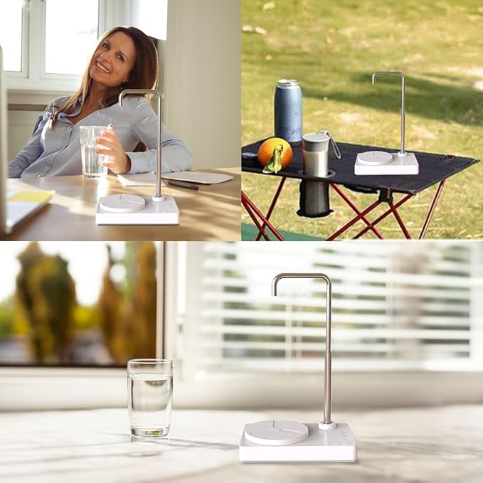 Desk Water Dispenser- Intelligent Desktop Water Bottle, Automatic Water Pump for Universal Bottle Water Dispenser USB Charging Jug Pump for Home, Office, Outdoor (White)