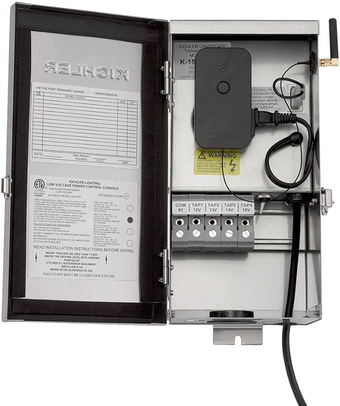 Kichler Smart Control Timer in Black, Wi-Fi Enabled Landscape Lighting Automation (2.5" W x 2.25" H x 4" L), 16085BK