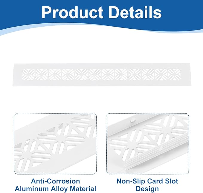uxcell 2Pcs Aluminum Alloy Air Vents, 350 x 50mm / 13.8 x 2" Rectangle Louvered Ventilation Grille Cover with Mounting Screws for Door Cabinet Wardrobe, White