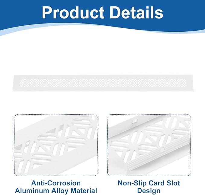 uxcell Aluminum Alloy Air Vents, 500 x 50mm / 19.7 x 2" Rectangle Louvered Ventilation Grille Cover with Mounting Screws for Door Cabinet Wardrobe, White