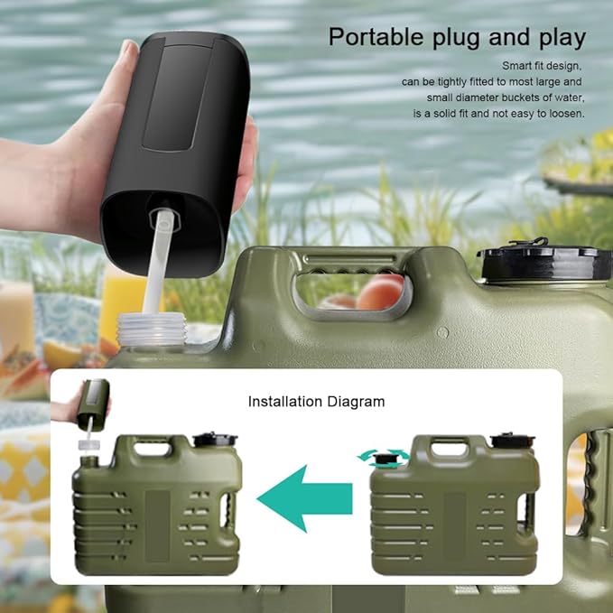 ASIEIT 3.2 Gallon Portable Camping Water Jug Dispenser, Leak Proof Large Capacity Water Storage Tank with Automatic Touch Control Pump, Outdoor RV Hiking Picnic Emergency Water Container