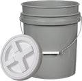 House Naturals 5 Gallon Food Grade BPA Free Made in USA Pails Gray Bucket with Screw On Air Tight Lid (1, Gray with White lid)