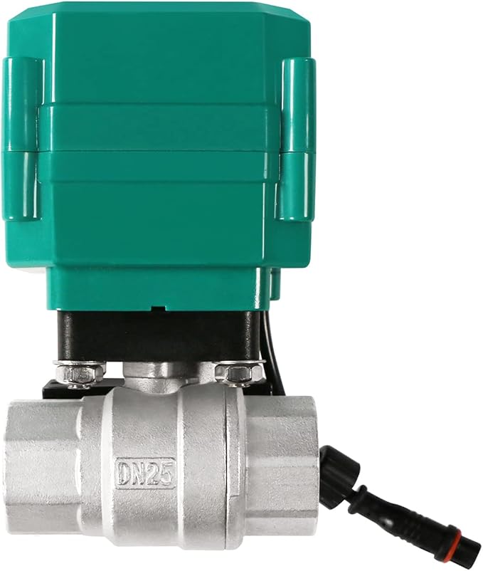 U.S. Solid 1" Smart Motorized Ball Valve - Remote App Mobile Control NSF Certified 304SS Electrical Ball Valve with Manual Switch, 5V DC USB Connection