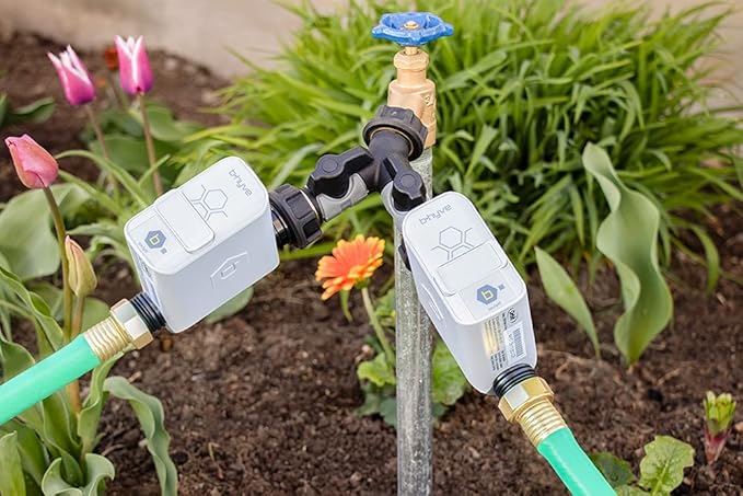 Orbit 21002 B-hyve Smart Hose Watering Timer 2-Pack with Wi-Fi Hub and Hose Splitter Gray