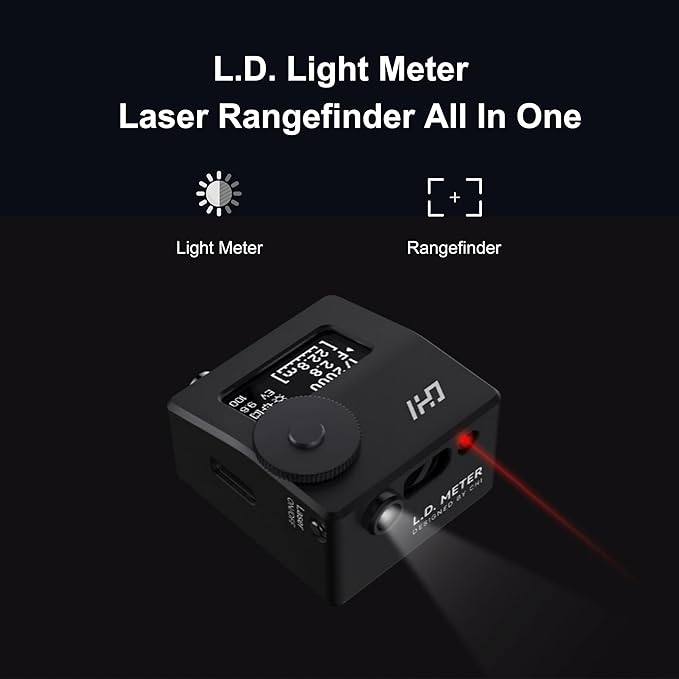 CHI L.D. Light Meter Pro - Precise Lighting and Laser Distance Measure for Leica and Vintage Camera Film Photography (Silver)