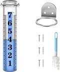 Accurate Rain Gauge Outdoor,7" Rain Gauges Outdoors Best Rated with Stainless Steel Rack Holder, Thickened Plastic Large Precise rain Measure Guage for Yard Fence Garden Lawn