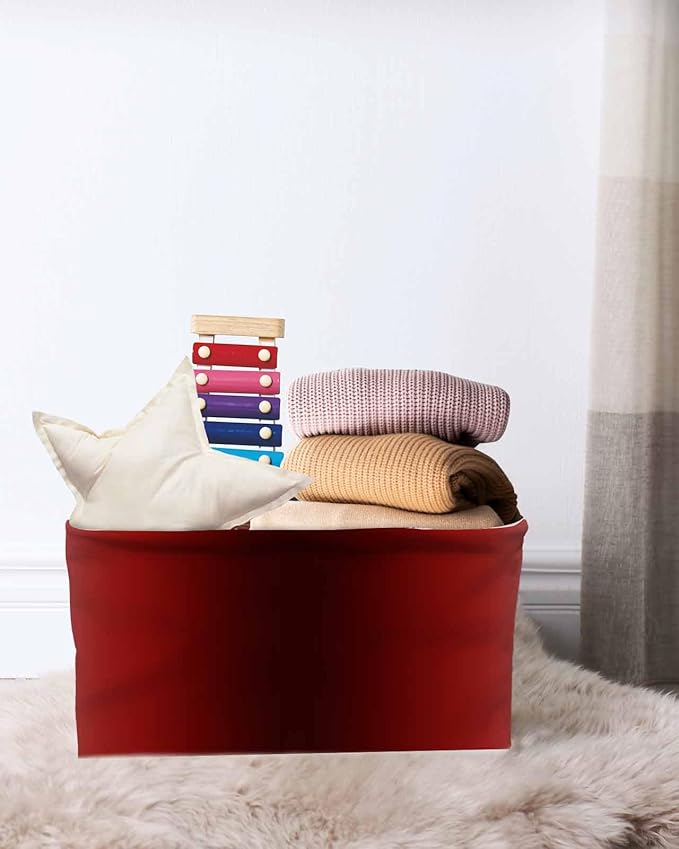 Dark Red Grey Black Ombre Storage Bins Cubes Waterproof Cloth Storage Basket,Farmhouse Gradient Minimalist Foldable Storage Bags for Shelf Clothes Storages Organizers with Handles 15x11x9.5 in 1PCS