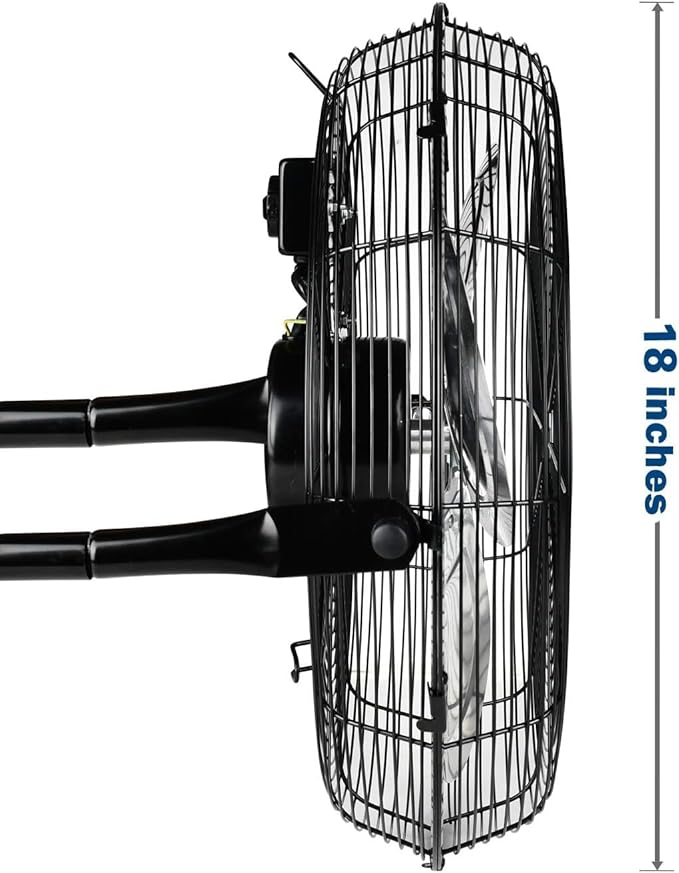 Simple Deluxe 18 Inch 3-Speed High Velocity Heavy Duty Metal Industrial Floor Fans, Black