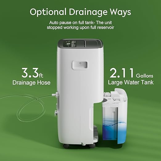 Waykar 150 Pints Energy Star Dehumidifier for Spaces up to 7,000 Sq. Ft at Home, in Basements and Large Rooms with Drain Hose and 2.11 Gallons Water Tank