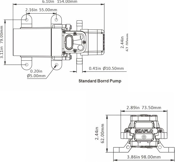 SEAFLO 21-Series Water Pressure Diaphragm Pump - 12V DC, 1.2 GPM, 35 PSI with Adjustable Pressure Switch, Self-Priming, Quiet Operation for RV, Boat, and Off-Grid Applications