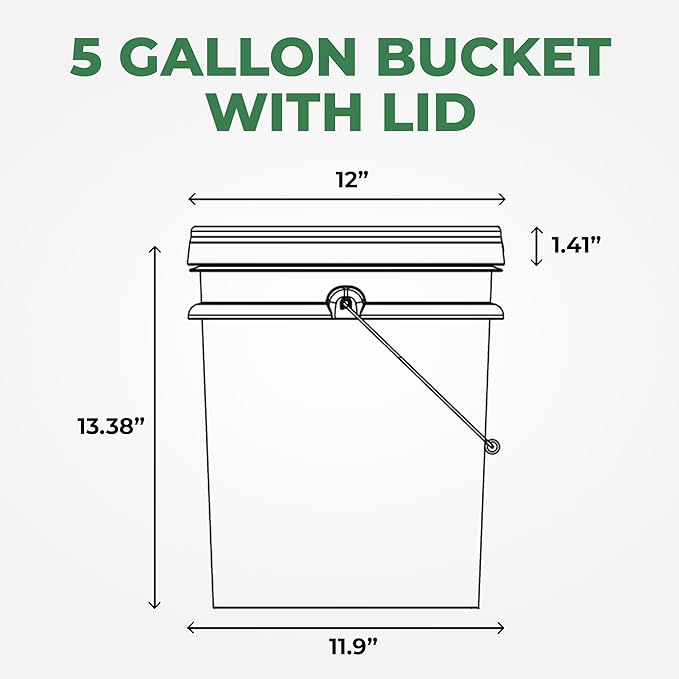 EconoHome 5-Gallon Red Bucket Pail Container with Lid | Metal Handles with Plastic Grip for Easy Carrying | Easy Stack and Store | Heavy-Duty Extra Durable | Food Grade | BPA Free - 3 Pack