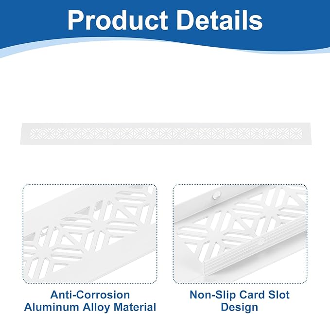 uxcell 2Pcs Aluminum Alloy Air Vents, 600 x 50mm / 23.6 x 2" Rectangle Louvered Ventilation Grille Cover with Mounting Screws for Door Cabinet Wardrobe, White