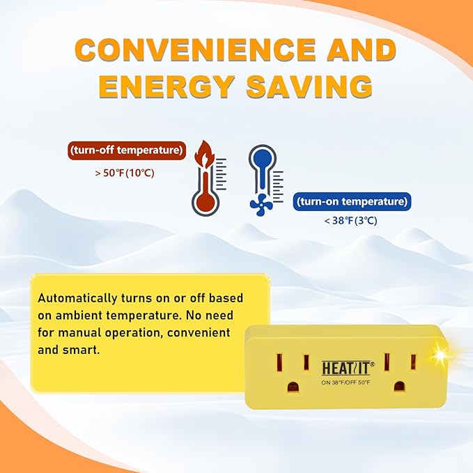 HEATIT ET-21 Freeze Thermostatically Controlled Outlet On at 38F /Off at 50F ET-24 1PCS