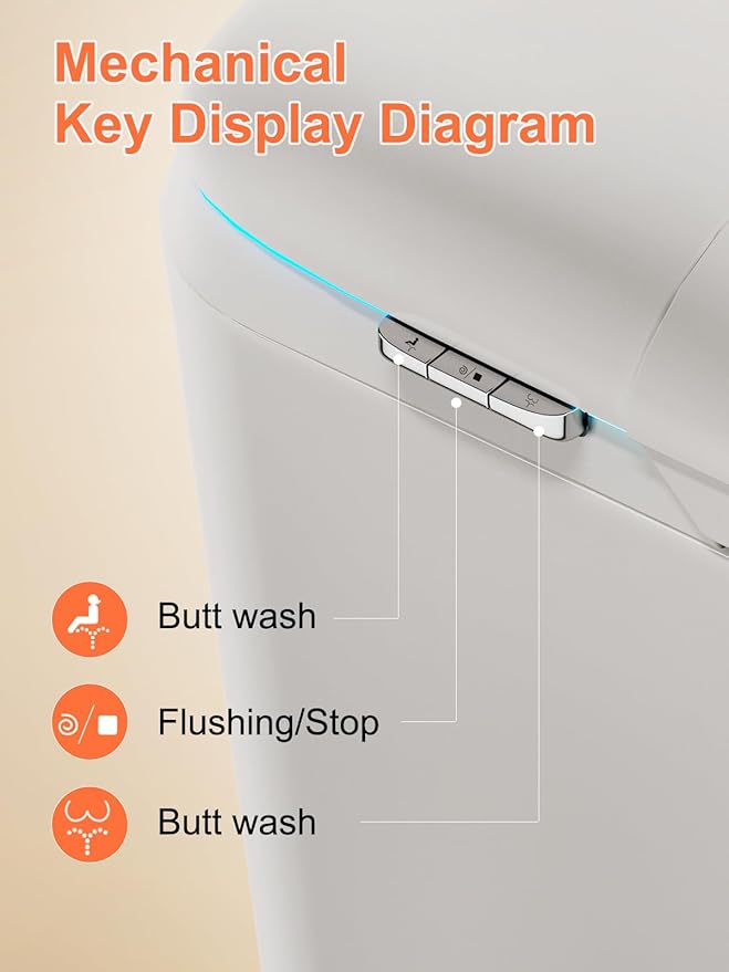 Smart Toilet with Bidet Bulit in - Auto Open/Close Lid, ADA Height Heated Seat, Dryer, Night Light, Dual Auto Flush, Foot Sensor Operation, Modern Elongated One-Piece Toilet for Bathrooms