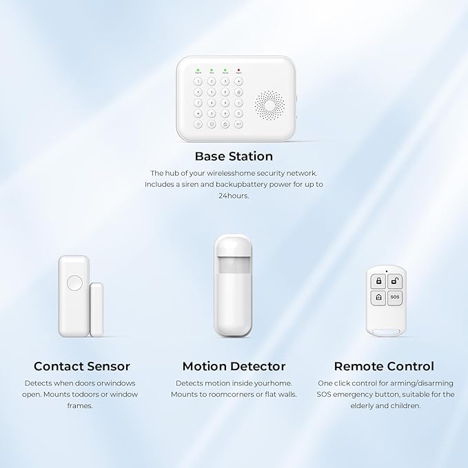 Alarm System for Home Security,WiFi/4G Home Alarm System with DIY,Remote Control App Alert Door Window Sensor Motion Detection No Monthly Fee Compatible with Alexa & Google