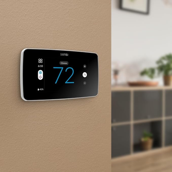 Sensi Touch 2 Smart Thermostat with Touchscreen Color Display, 100 Years of Expertise, Programmable, Wi-Fi, Data Privacy, Easy DIY, Works with Alexa, Energy Star Certified, ST76W, C-Wire Required