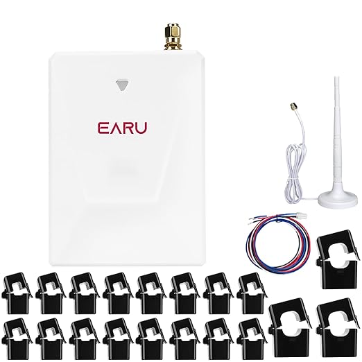 Smart Home Energy Monitor with 16 50A and 3-300A Circuit Level Sensors Real-Time Accurate Power Energy Consumption Tracking WiFi Meter SolarNet Metering2.4 GHz WiFi