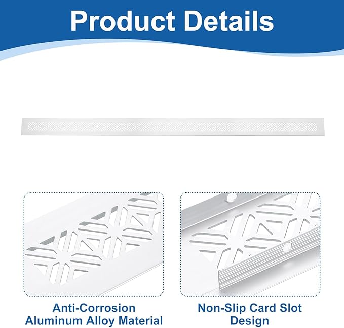 uxcell Aluminum Alloy Air Vents, 800 x 50mm / 31.5 x 2" Rectangle Louvered Ventilation Grille Cover with Mounting Screws for Door Cabinet Wardrobe, Silver