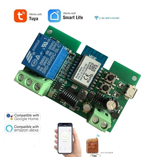 WiFi Wireless Smart Switch Relay Module for Smart Home 5V 5V/12V，Ba Applied to Access Control, Turn on PC, Garage Door (1CH Smart Life app)