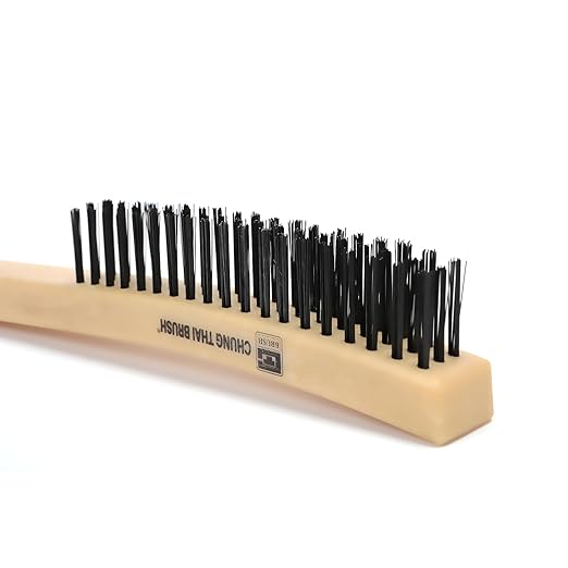 14“ Plastic Handle Wire Brush Set (562301) – 2 Pack 3 Row Scratch Brush Premium Carbon Steel Bristles, Durable, Paint Removal, Rust Removal, Scrubbing, Deep Cleaning, and Detailing