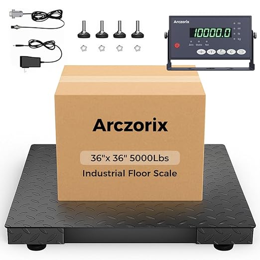 36"x36" 5000Lbs Arczorix Industrial Floor Scale, Precision Pallet Scale with Digital Indicator, Heavy Duty Weighing Scale for Floor Bench Office Weight Weighing