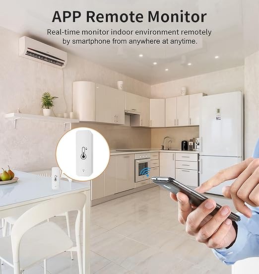 WiFi Humidity Temperature Monitor: Smart Hygrometer Thermometer for Remote Monitor and Alert, High Precision Indoor Thermometer with TUYA App, No Hub Required, Compatible with Alexa (2-Pack)
