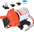 DC 12V RV Water Pump 3.5GPM 45PSI, 12 Volt On Demand Water Pressure Pump with Pressure Switch Quiet Self-priming Portable Diaphragm Pump for RV Camper Marine Garden Yacht Boats irrigation Rain Barrel