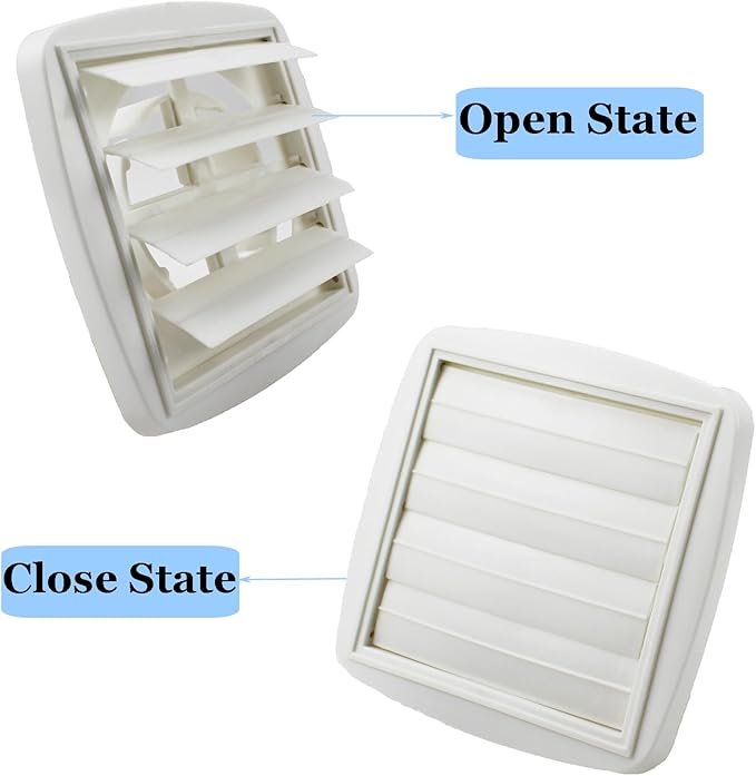 Adjustable Dryer Vent Cover Outside 4'' to 5'' to 6'' Plastic Louvered Dryer Vent Covers for Wall Airflow Vent Dryer Cover with 16 Screws, White(2Packs)