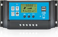 60A PWM Solar Charge Controller 12V/24V with LCD Display, Dual USB Solar Panel Battery Intelligent Regulator, Auto Parameter Adjustable, Timer Setting, Multiple Load Control Modes