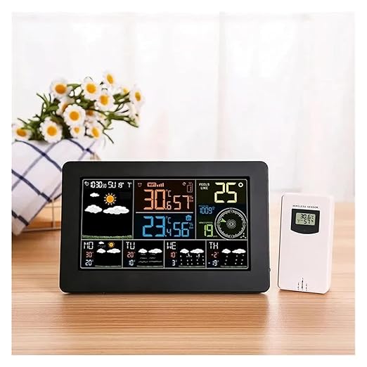 WiFi Weather Station Wireless Indoor Outdoor with Large Color Display, App Controlled Temperature Humidity Sensor, Smart Weather Forecast Alarm Clock