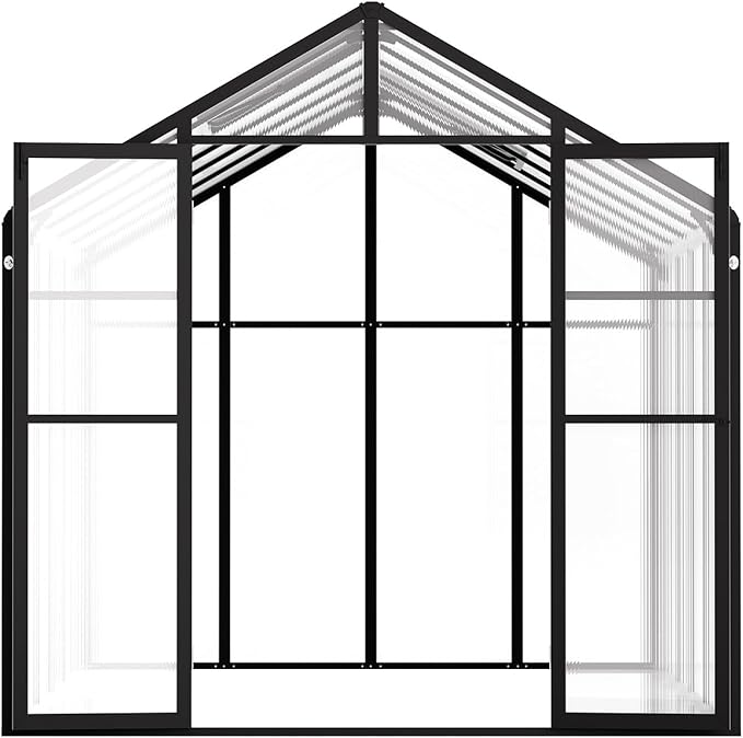 VEVOR Polycarbonate Greenhouse, 8 x 12 Ft, Outdoor Greenhouse with 2 Vent Windows, Pavilion Styled with Hinged Door, Aluminum Large Walk-in Greenhouse Kit for Outside Garden Backyard