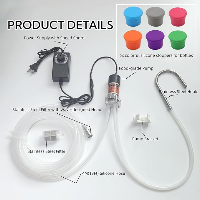 Electric Water Transfer Pump 110V Speed Adjustable - Food Grade Self-Priming Siphon Pump for Ice Maker, Coffee Machine, Water Cooling & Beverage Bottling | 2L/min | Quiet Operation