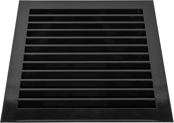 12" x 12" Inch Black Galvanized Steel Vent Cover - Square Industrial Air Vent Louver for Wall, House, Garage - Wire Screen Mesh Louver Grille - Soffit Exhaust Vent, Dryer Vent Cover