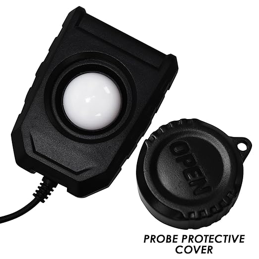 Light Meter Lux Meter Handheld Photometer 0.1~200,000Lux / 0.01~20,000FC Range Digital Illuminance Lightmeter Luxmeter with 4 Digit LCD Display & Flexible Sensor for Plants, Headlights, Lumens LEDs