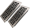 Howeall 4x10 Inches 2 Pack Heavy Duty Walkable Floor Register Easy Adjust Air Supply Lever Floor Vents - Seattle Design - Vent Cover for Home Floor - Satin Nickel