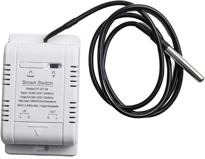Temperature and Humidity Smart Switch for eWeLink - 20A Load Capacity (3800W), ABS Housing, -20°C to 80°C Operating Range, Scheduling & Data Logging (A)