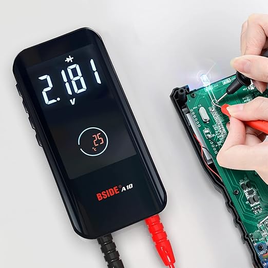 BSIDE Rechargeable Digital Multimeter Color LCD 3 Results Display 6000 Counts Auto-Ranging Pocket Voltmeter Cap Duty Cycle Live Check Voltage Tester