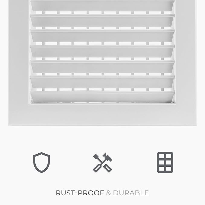 17" x 5" Aluminum Supply & Return Air Grille – Powder-Coated Wall Vent Register Cover with Adjustable Louvers – Flat Duct HVAC Ventilation System Exhaust & Intake Vent with Mounting Clips